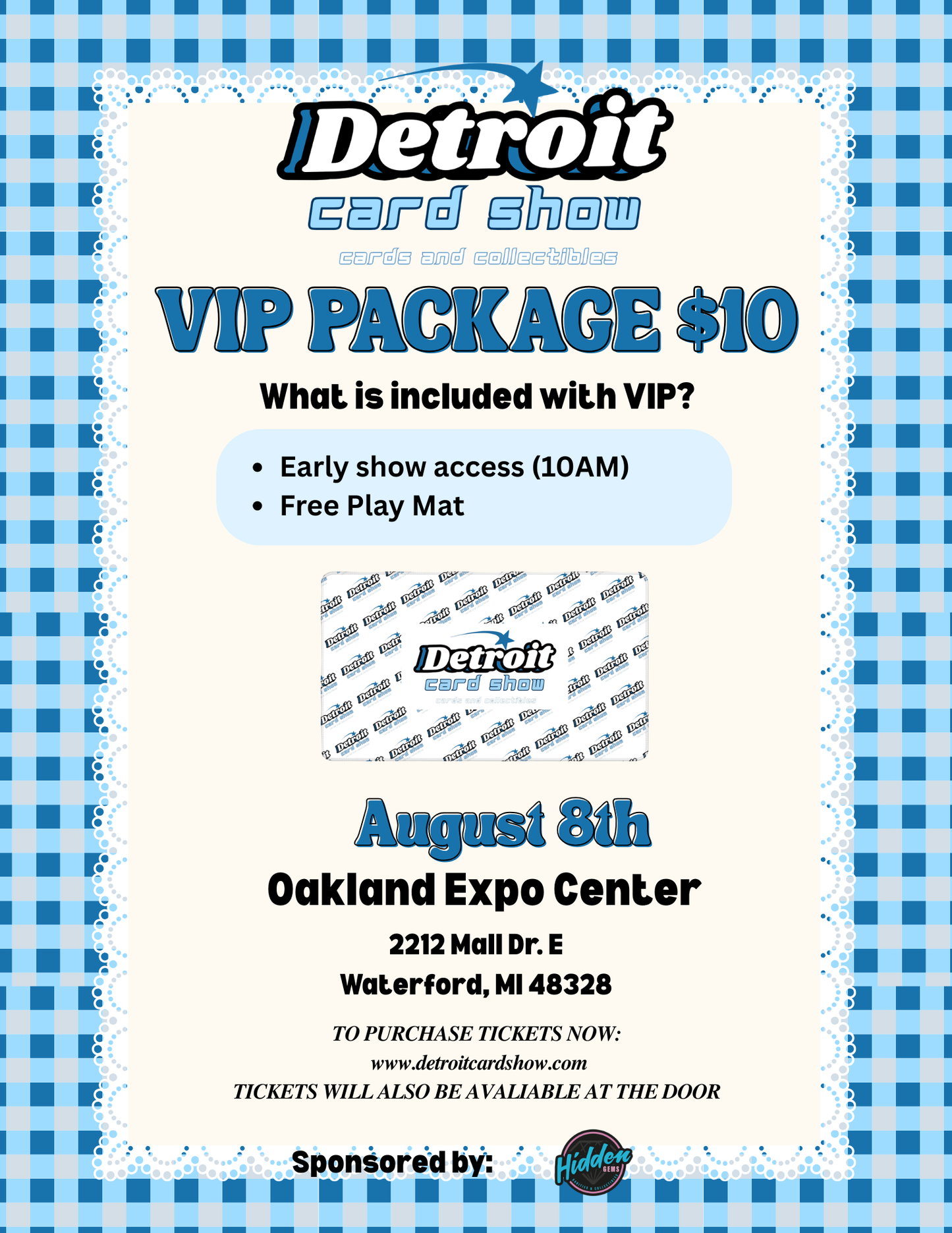 Detroit Card Show VIP Package August 8th (Please note: Kids will need a VIP ticket too! Kids under 12 are only free during General Admission hours)